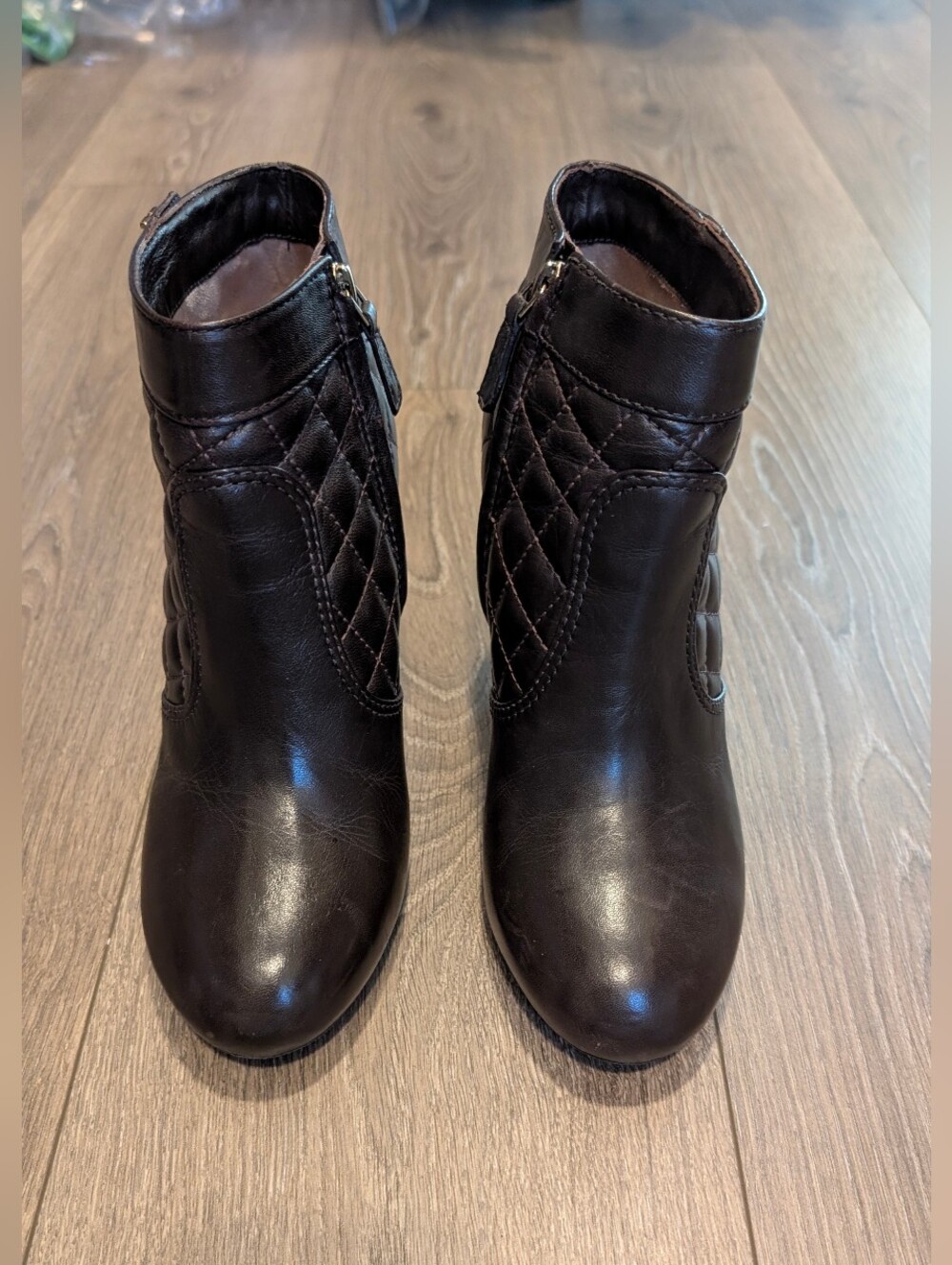 Tory Burch Quilted Brown Leather Ankle Boots